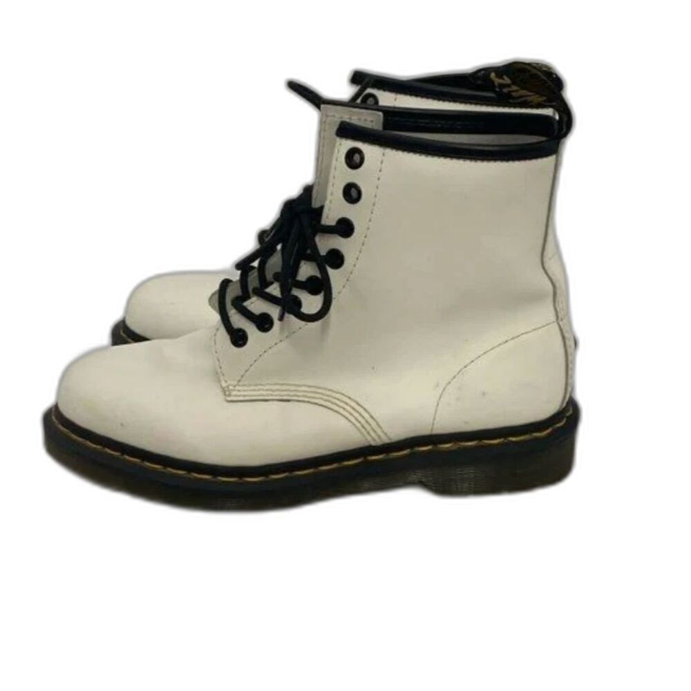 Dr. Martens Unisex Adults 1460 White Leather Lace-Up Combat Boots Size EU 39 W8